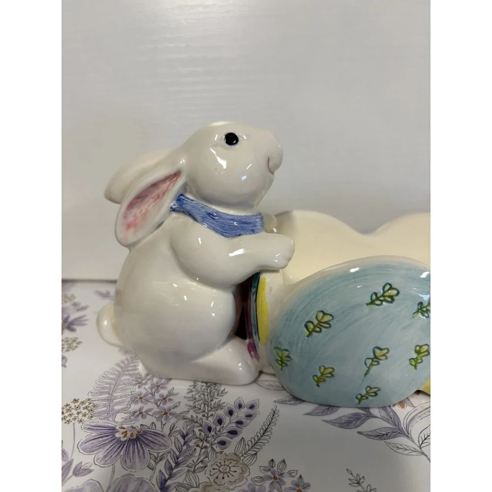 Vintage 1996 Mervyn's Easter Parade Bunny Egg Appetizer‎ Dish